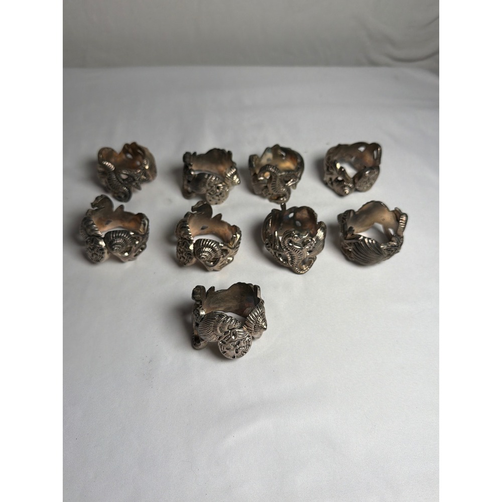 Vintage Nautical Seahorse Starfish Shell Napkin Rings (9)